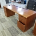 Medium Maple Executive Desk w/ Bow Front Extension w/ Credenza